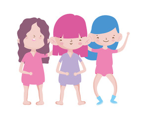 group little girls friends cartoon character