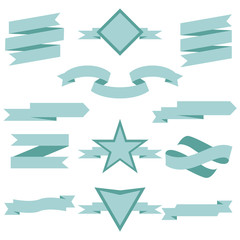 PASTEL Ribbon Set In Isolated For Celebration And Winner Award Banner White Background, Vector Illustration