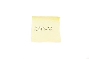 2020 yellow sticker isolated on a white background.