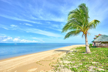 Fototapeta na wymiar Tiny exotic Island with mini resort in the east part of Palawan - Philippines. Coab Island