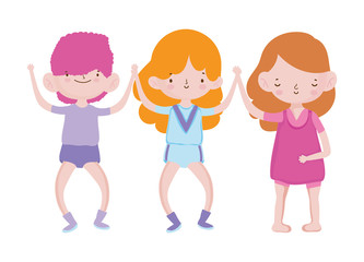 smiling group little kids cartoon characters