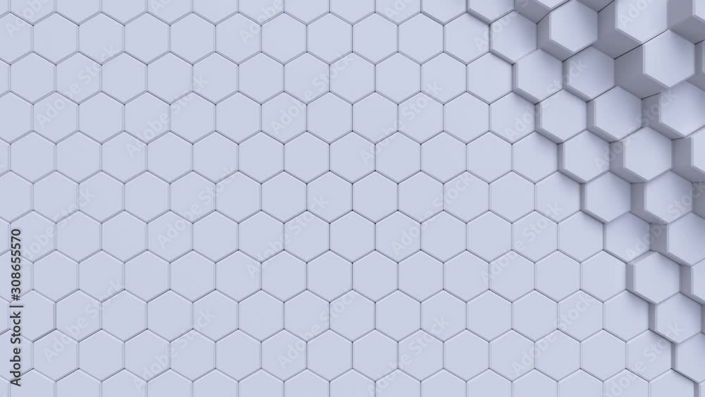 Poster abstract background with white moving hex shapes. geometric footage with abstract wave effect. motio