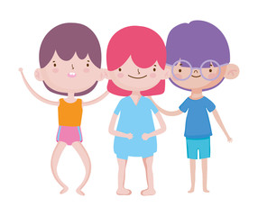 group little boys together cartoon character