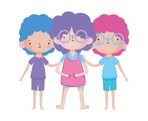 group little boys together cartoon character