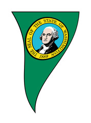 Washington State Flag As Waving Bunting Triangle