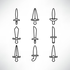 sword and rapier icons set line design
