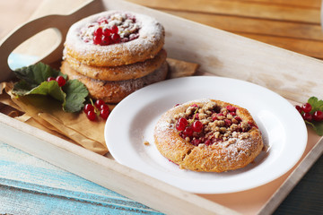 Fresh baked homemade red currant mini pies