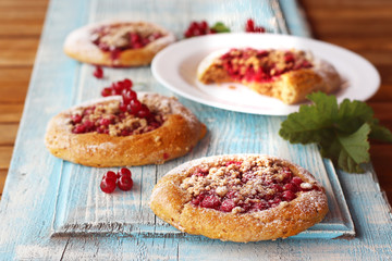 Fresh baked homemade red currant mini pies