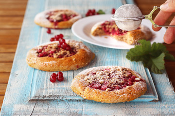 Fresh baked homemade red currant mini pies