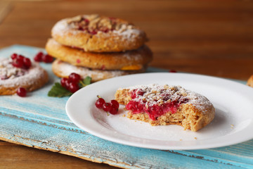 Fresh baked homemade red currant mini pies