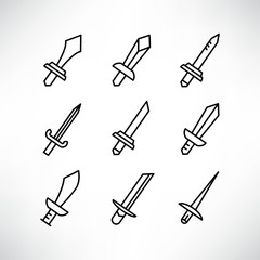 sword icons set line design