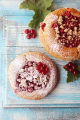 Fresh baked homemade red currant mini pies