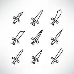 sword icons set line design