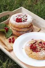 Fresh baked homemade red currant mini pies