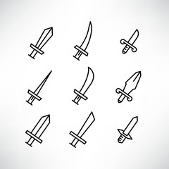 sword icons set line design