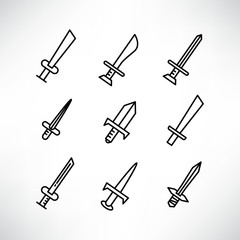 sword icons set line design