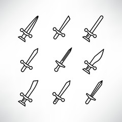 sword icons set line design