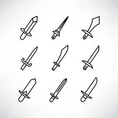 sword icons set line design