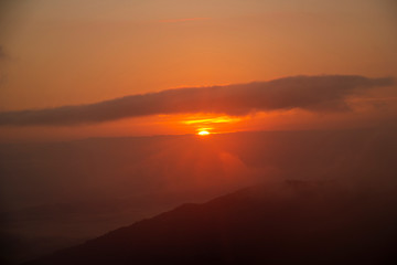 Sunrise in the morning at the mountain viewpoint.