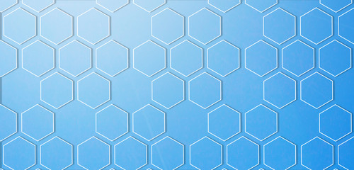 Abstract honeycomb on blue background. Geometric hexagon pattern.