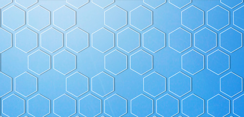 Abstract honeycomb on blue background. Geometric hexagon pattern.