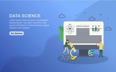Data Science landing page template. Flat design concept of web page design for website. Easy to edit and customize
