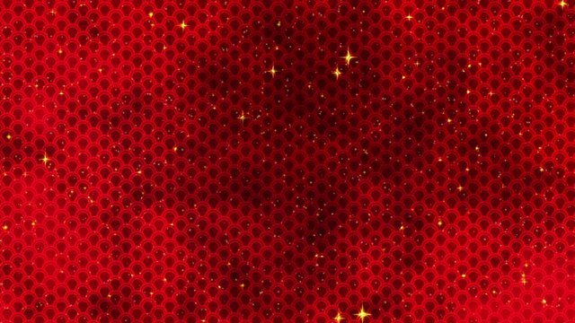 Red Chinese New Year background with golden stars glittering, and dragon pattern. 3D rendering loopable animation 4k. Magical Happy new year animation.