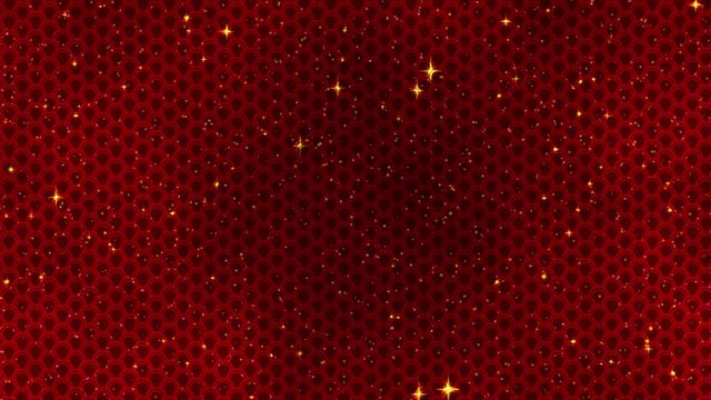 Red Chinese New Year background with golden stars glittering, and dragon pattern. 3D rendering loopable animation 4k. Magical Happy new year animation.