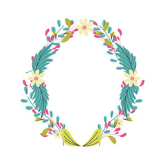 wreath flowers floral leaves foliage decoration