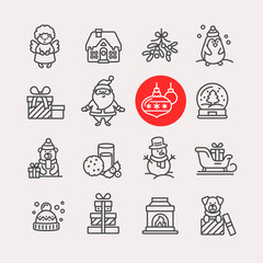 Set of Christmas icons for design and decoration