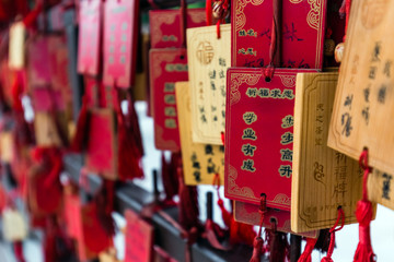 Red signs in Luoyang City National Heritage Park - China