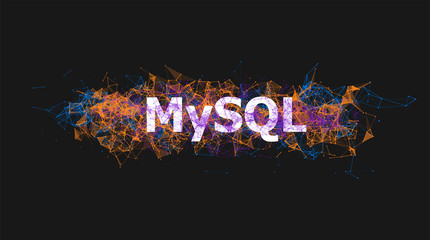 MySQL database banner with colorful plexus design