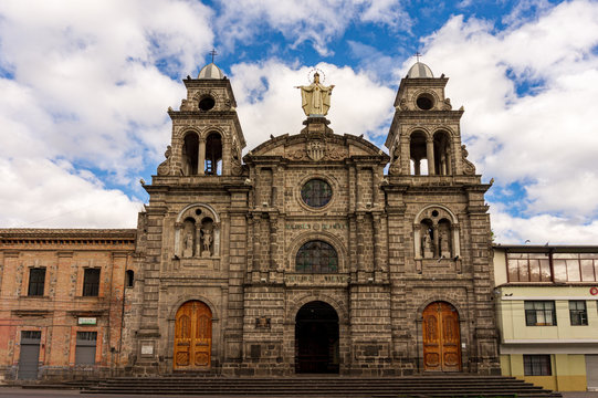 Basilica of Our Lady of Mercy (Bas&iacute;lica de Nuestra Se&ntilde;ora de La Merced or Iglesia de la Merced) a catholic church in Ibarra, Ecuador.  Travel and architecture.