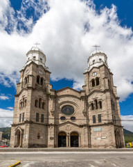 Fototapeta na wymiar Santo Domingo Church (Iglesia Santo Domingo), a catholic church in Ibarra, Ecuador. Travel and architecture.