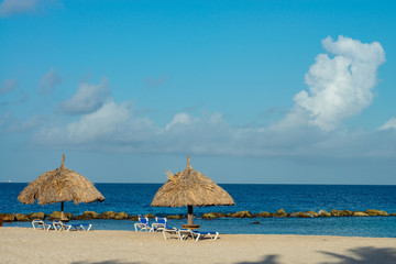 Sunrise on the tropical beach of the Caribbean