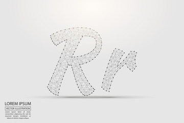 English letters abstract font consists 3d of triangles, lines, dots and connections. Vector illustration EPS 10.