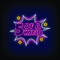 Five of a Kind Neon Signs Style Text Vector
