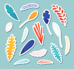 Plant leaves and branches vector illustrations set