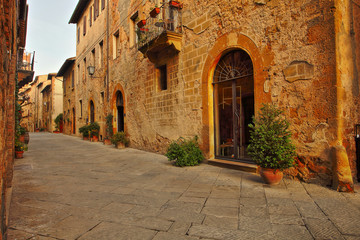 Beautiful Italian street of  small old provincial town