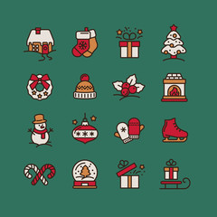 Fototapeta premium Set of Christmas icons for design and decoration