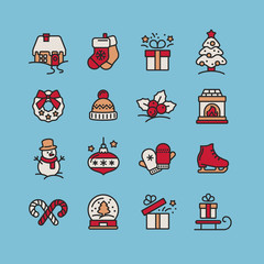 Fototapeta premium Set of Christmas icons for design and decoration