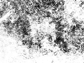 Overlay aged grainy messy template. Grunge black and white. Abstract monochrome background. Splashes of dirt on the surface. Vector pattern of dust, dirt, wear and tear