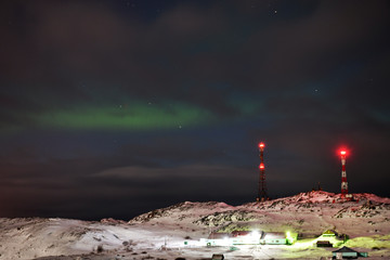 polar lights in the polar night in the Russian Arctic