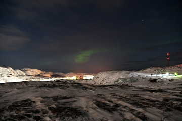polar lights in the polar night in the Russian Arctic