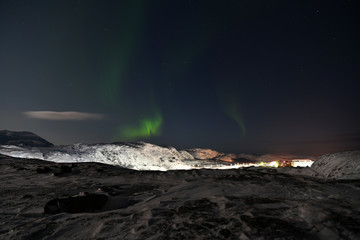 Fototapeta na wymiar polar lights in the polar night in the Russian Arctic