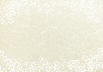 桜模様の和紙テクスチャ背景素材-クリーム色