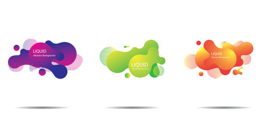 Geometric liquid colorful abstract shapes set. Modern design isolated white background. Can use for background on website or mobile apps. Template ready for use in web or print design