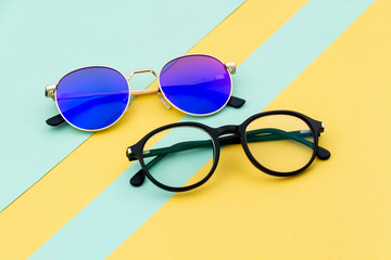 Cool and creative Eyeglasses with colorful background