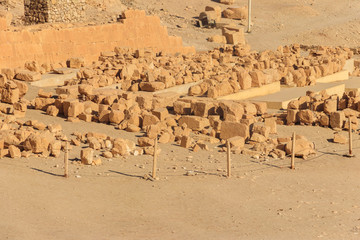 Archaeological site near the temple of Hatshepsut in Deir el-Bahri. Excavations of ancient Egypt on the West Bank of the Nile near Luxor (ancient Thebes) in Egypt