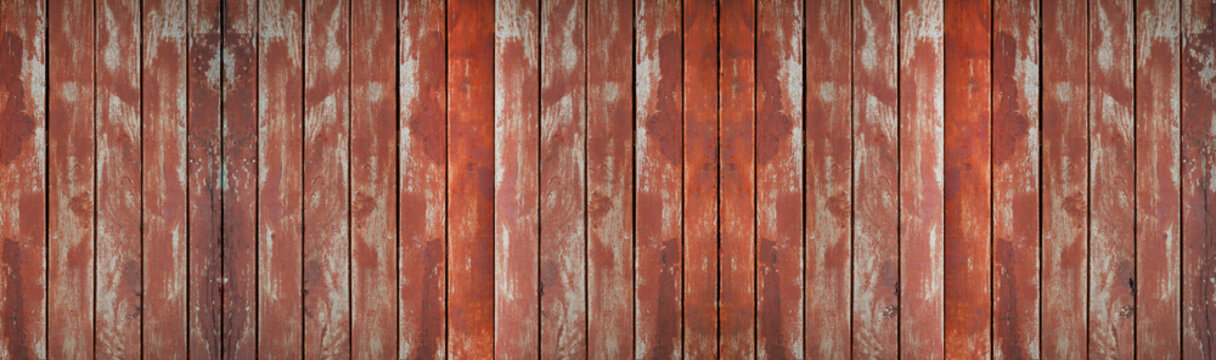 Panorama wood wall with beautiful vintage brown wooden texture background © apimook
